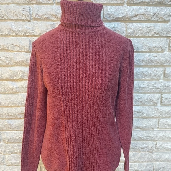 𝅺SUNDANCE Toasty Cowl ribbed turtleneck sweater rust M L - Picture 1 of 4